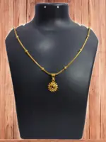QKATIKA GOLD PLATED SURYA OM PENDANT WITH CHAIN - Image 2