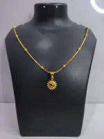 QKATIKA GOLD PLATED SURYA OM PENDANT WITH CHAIN - Image 3