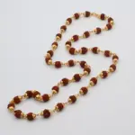 Qkatika Gold-Plated Rudraksha Bead Mala – 51 Beads for Pooja, Meditation & Daily Wear
