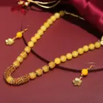 Rajasthni Yellow Beads Mala Necklace Set For Women And Girls