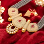 Rajasthni Gray Crystal Necklace Set For Women And Girls - Image 2