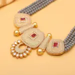 Rajasthni Gray Crystal Necklace Set For Women And Girls