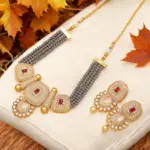 Rajasthni Gray Crystal Necklace Set For Women And Girls - Image 4