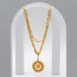Suraj Pendant with Cuban Link Heavy Chain – Sun God Necklace for Men 18K Gold Plated