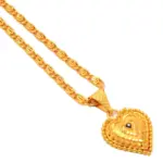 QKATIKA ROUND DESIGNER GOLD PLATED PENDANT WITH CHAIN