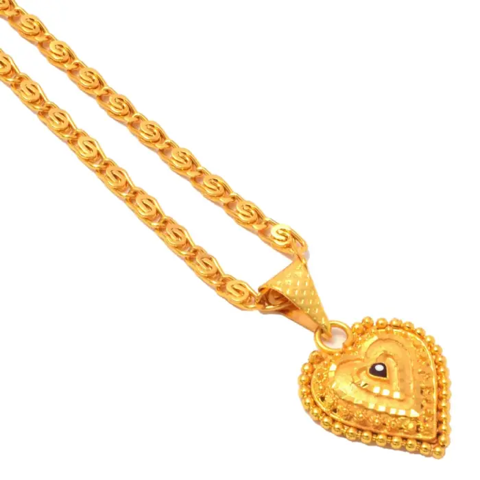 QKATIKA ROUND DESIGNER GOLD PLATED PENDANT WITH CHAIN - Image 1