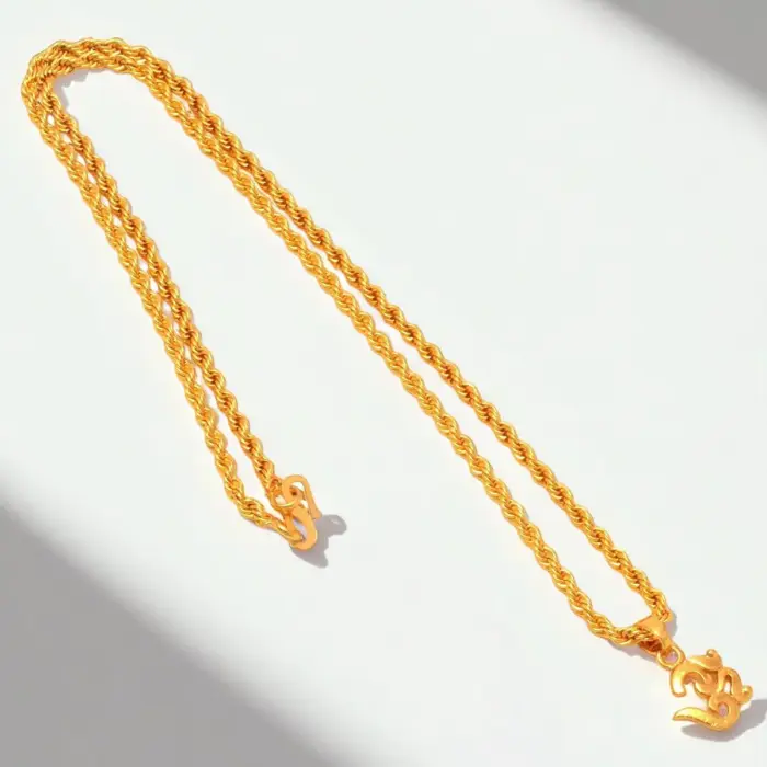 QKATIKA GOLD PLATED OM PENDANT WITH CHAIN - Image 5
