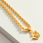 QKATIKA GOLD PLATED OM PENDANT WITH CHAIN