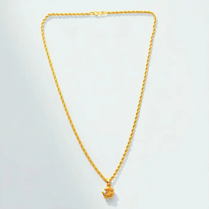 QKATIKA GOLD PLATED OM PENDANT WITH CHAIN - Image 4