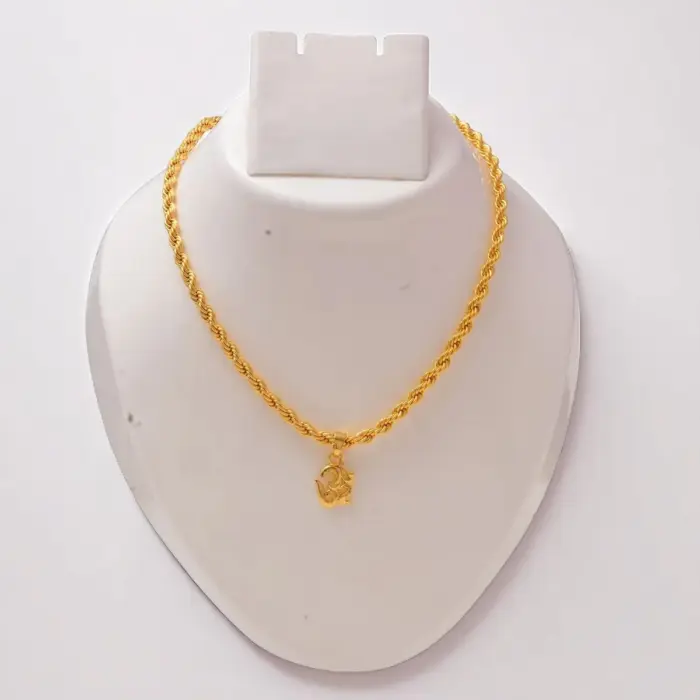 QKATIKA GOLD PLATED OM PENDANT WITH CHAIN - Image 3