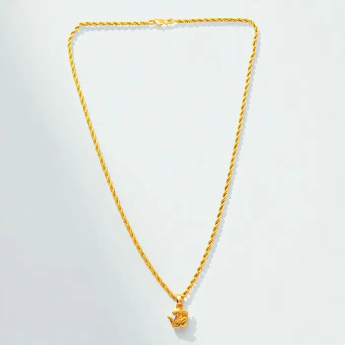 QKATIKA GOLD PLATED OM PENDANT WITH CHAIN - Image 2