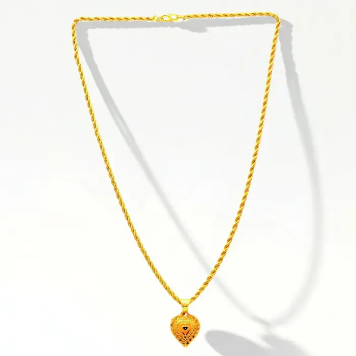 QKATIKA GOLD PLATED HEART SHAPE DESIGNER PENDANT WITH CHAIN - Image 4