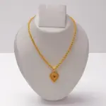 QKATIKA GOLD PLATED HEART SHAPE DESIGNER PENDANT WITH CHAIN - Image 2