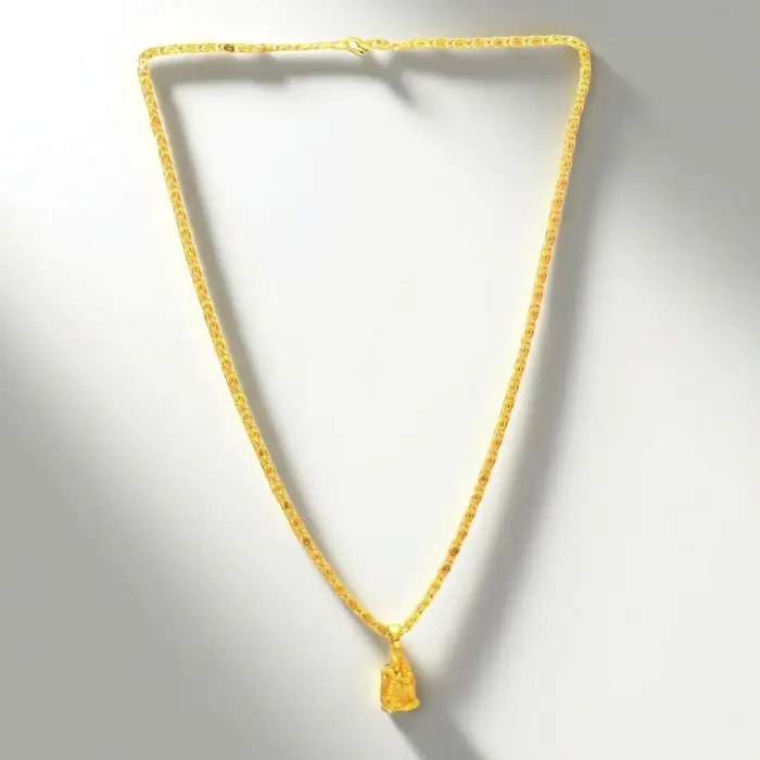 QKATIKA GOLD PLATED RADHA KRISHNA PENDANT WITH CHAIN - Image 4
