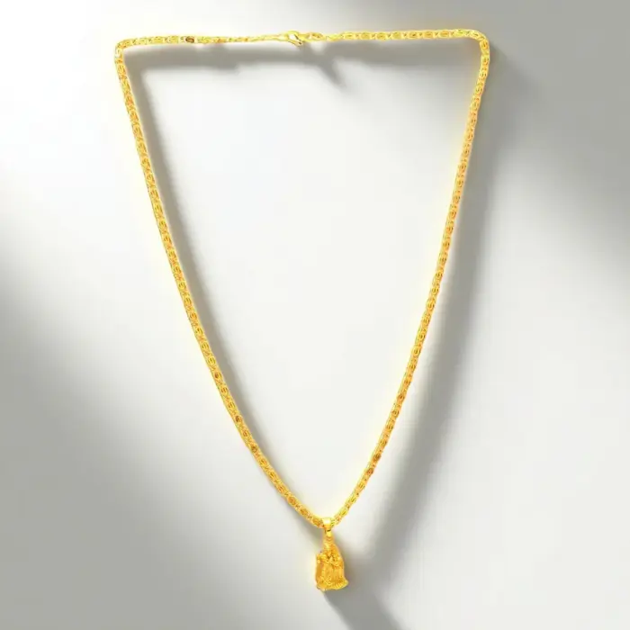 QKATIKA GOLD PLATED RADHA KRISHNA PENDANT WITH CHAIN - Image 3