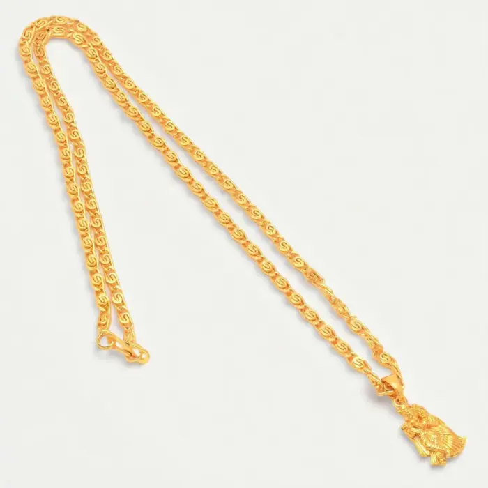 QKATIKA GOLD PLATED RADHA KRISHNA PENDANT WITH CHAIN - Image 2
