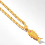 QKATIKA GOLD PLATED LUCKY FISH PENDANT WITH CHAIN