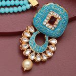 Rajasthni Sky Blue Crystal Necklace Set For Women And Girls - Image 3