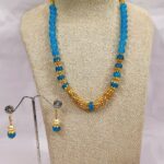 Rajasthni Sky Blue Color Beads Mala Necklace Set For Women And Girls