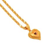 QKATIKA ROUND DESIGNER GOLD PLATED PENDANT WITH CHAIN