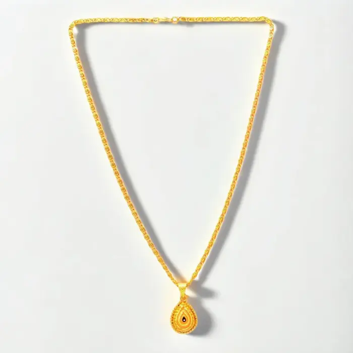 QKATIKA GOLD PLATED DESIGNER PENDANT WITH CHAIN - Image 2