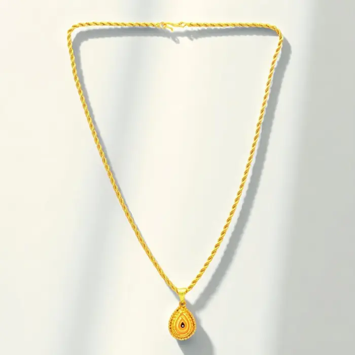 QKATIKA GOLD PLATED DESIGNER MATA PENDANT WITH CHAIN - Image 4
