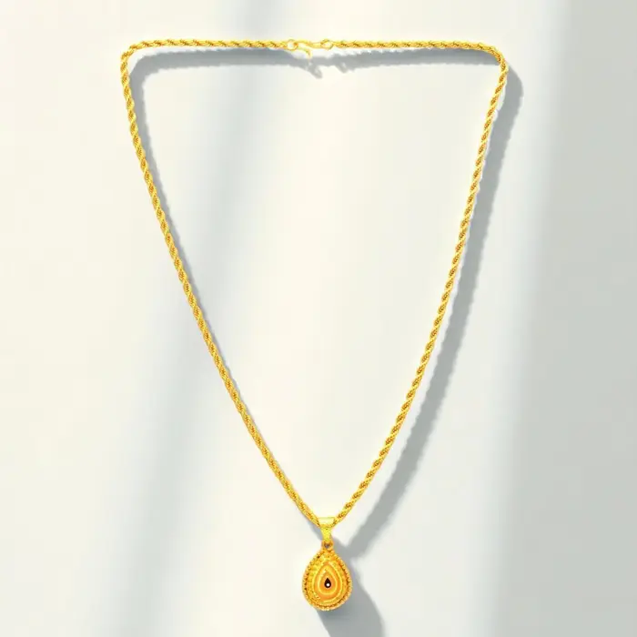 QKATIKA GOLD PLATED DESIGNER MATA PENDANT WITH CHAIN - Image 5