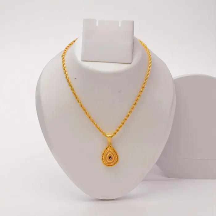 QKATIKA GOLD PLATED DESIGNER MATA PENDANT WITH CHAIN - Image 3