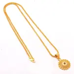 QKATIKA ROUND DESIGNER GOLD PLATED PENDANT WITH CHAIN - Image 2