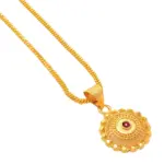 QKATIKA ROUND DESIGNER GOLD PLATED PENDANT WITH CHAIN