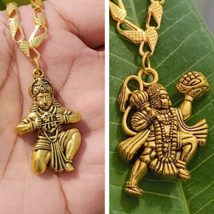 Divine Hanuman Brass Pendants – Set of 2 Spiritual Necklaces - Image 1