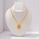 QKATIKA GOLD PLATED ROUND DESIGNER PENDANT WITH CHAIN - Image 3