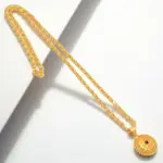 QKATIKA GOLD PLATED ROUND DESIGNER PENDANT WITH CHAIN - Image 2