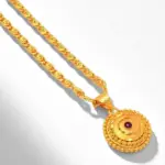 QKATIKA GOLD PLATED ROUND DESIGNER PENDANT WITH CHAIN