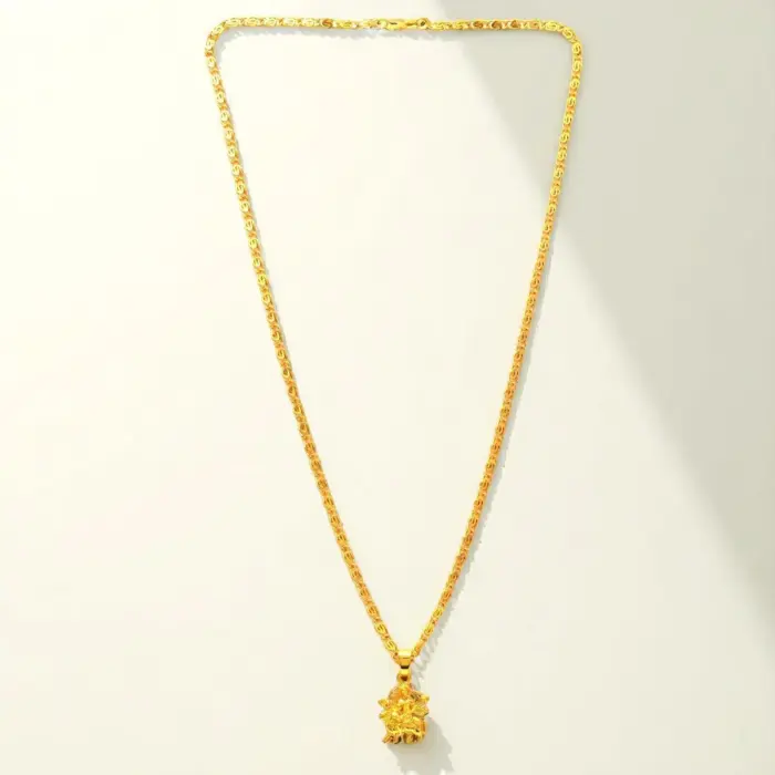 QKATIKA GOLD PLATED SHERAWALI MATA PENDANT WITH CHAIN - Image 4