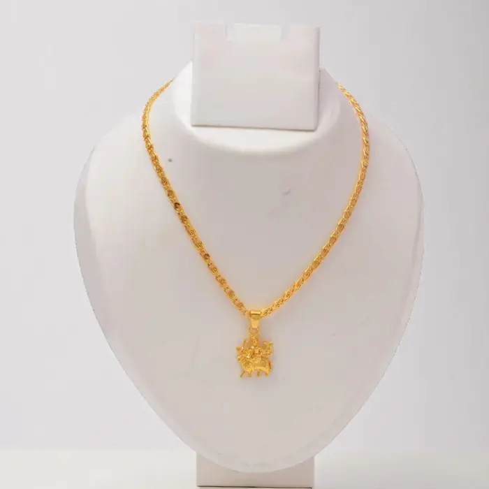 QKATIKA GOLD PLATED SHERAWALI MATA PENDANT WITH CHAIN - Image 3