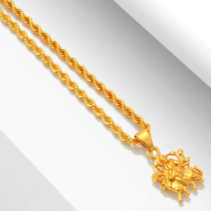 QKATIKA SHERAWALI MATA GOLD PLATED PENDANT WITH CHAIN - Image 1