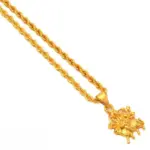 QKATIKA GOLD PLATED SHERAWALI MATA PENDANT WITH CHAIN