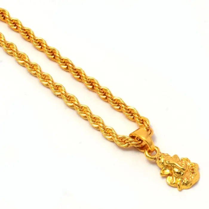 QKATIKA ROUND DESIGNER GOLD PLATED PENDANT WITH CHAIN - Image 1