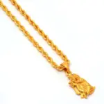 QKATIKA ROUND RADHA KRISHNA GOLD PLATED PENDANT WITH CHAIN