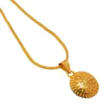 QKATIKA ROUND DESIGNER GOLD PLATED PENDANT WITH CHAIN