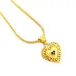 QKATIKA GOLD PLATED HEART PENDANT WITH CHAIN