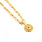 QKATIKA GOLD PLATED ROUND DESIGNER PENDANT WITH CHAIN