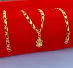 QKATIKA GOLD PLATED GANESH JI PENDANT WITH CHAIN