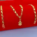 QKATIKA GOLD PLATED GANESH JI PENDANT WITH CHAIN