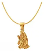QKATIKA GOLD PLATED RADHA KRISHNA PENDANT WITH CHAIN - Image 3